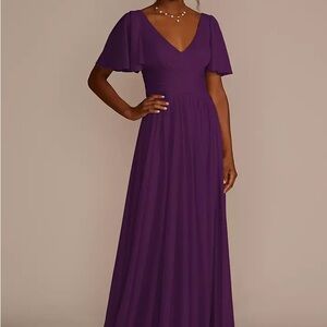 Flutter Sleeve Crisscross Mesh Dress